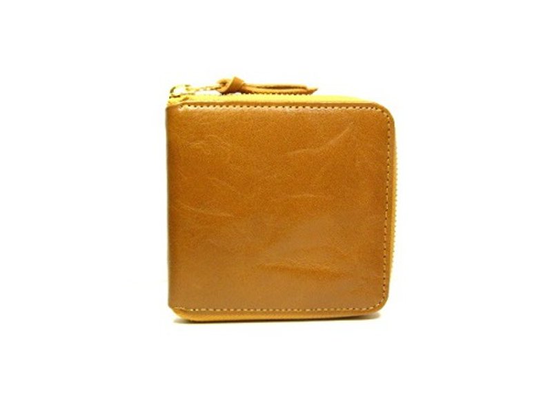 バッファロー boxファスナー二つ折り財布 キャメル - 財布 - 革 ゴールド