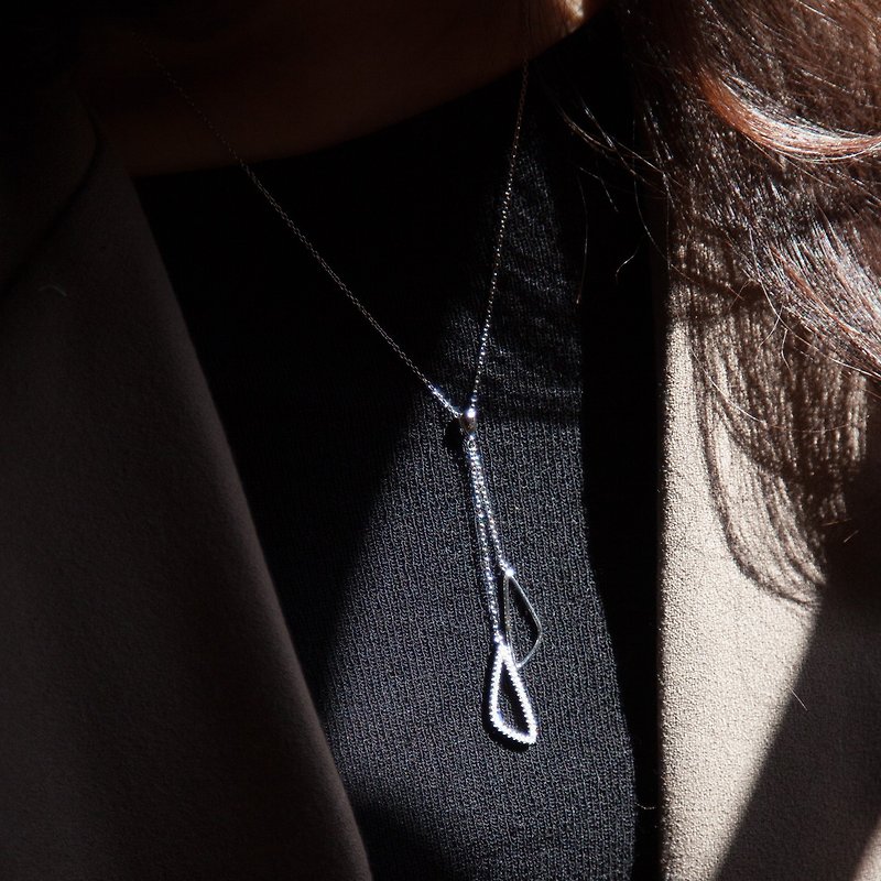 Double triangle geometric sterling silver necklace - สร้อยคอ - เงินแท้ 