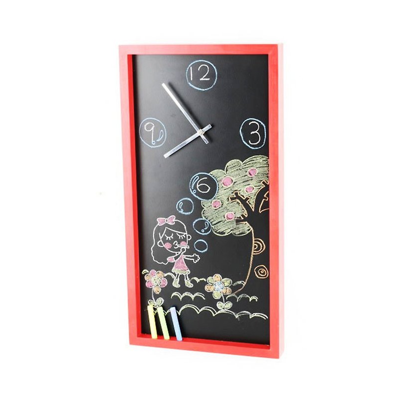 Creative wooden blackboard wall clock - นาฬิกา - ไม้ 