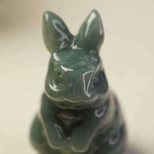 うさぎ、麒 置物 翡翠 うさぎ、麒 置物 翡翠