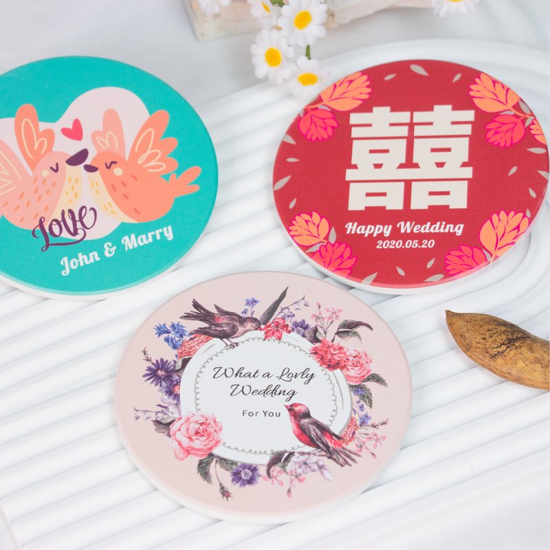 [Customized Gift] Round Ceramic Coaster - ที่รองแก้ว - เครื่องลายคราม 