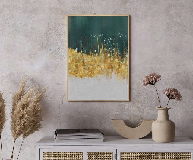 グリーン象眼ゴールドII - 軽い豪華なゴールドの抽象画/ホーム