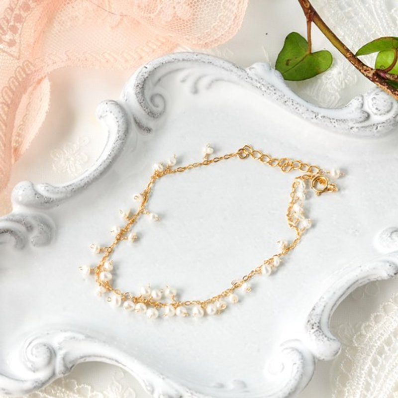 14kgf/華奢パールブレスレット - 手鍊/手環 - 寶石 