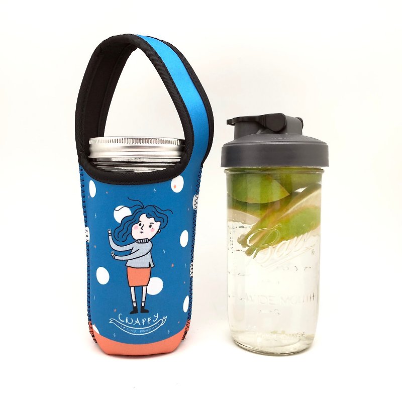 Spot BLR 24oz Wide Mouth Mason Bottle Beverage Bag Sealed Space Cover Combination - ถุงใส่กระติกนำ้ - แก้ว สีน้ำเงิน