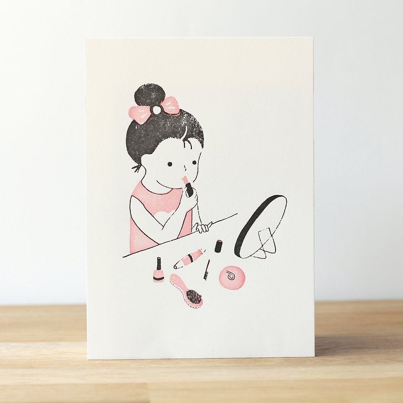 The Make Up Artist - 5x7 Letterpress Print - Posters - Paper Pink