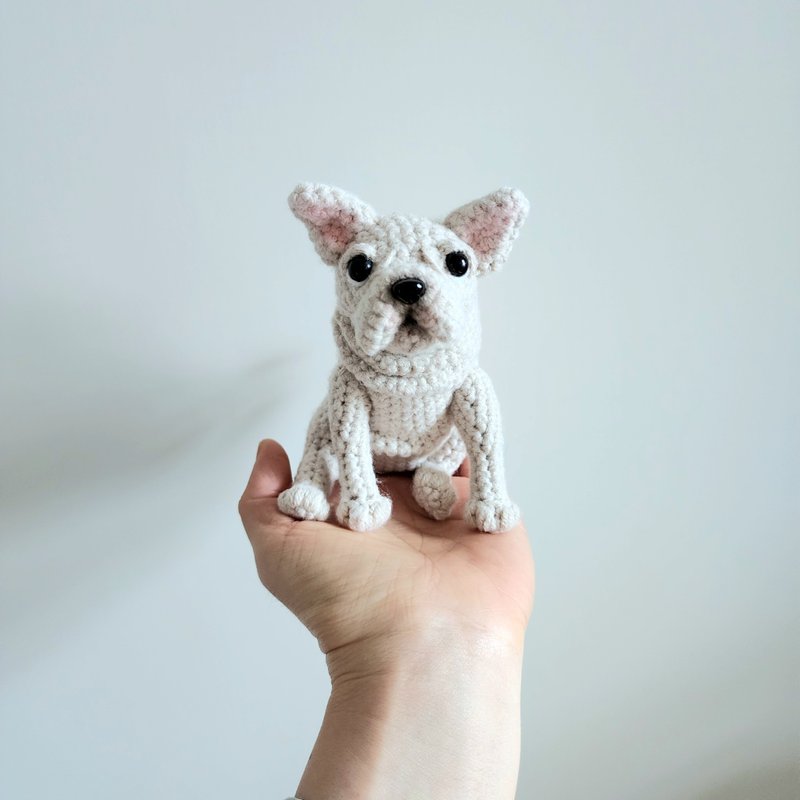 客製寵物玩偶 鬥牛犬娃娃 鑰匙圈 吊飾 - 玩偶/公仔 - 棉．麻 卡其色