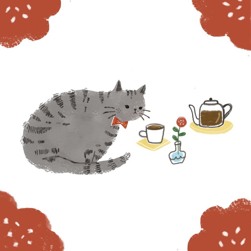 【插畫款】貓咪咖啡廳 | 小托特/棉麻背心袋/直式小提袋_咖啡系列 - 手提包/手提袋 - 棉．麻 白色