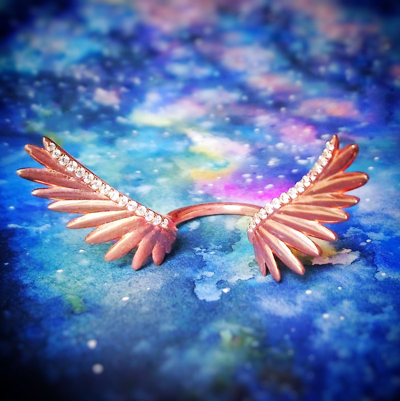Flying Wing CZ 18K Rose Gold Plated Silver Ring - General Rings - Sterling Silver Pink