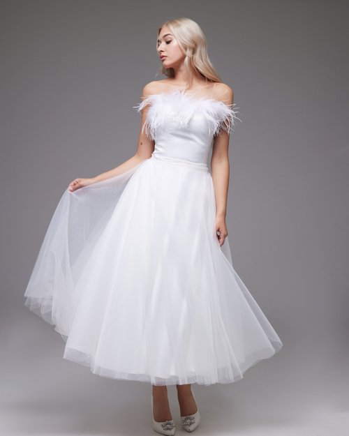 VEHOVAdresses Ivory Tulle Wedding Dress, Wedding Gown Tulle, Corset Wedding Dress A-Line
