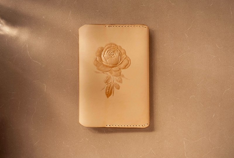 義大利植鞣革護照筆記本皮夾 - 護照套 - 真皮 咖啡色