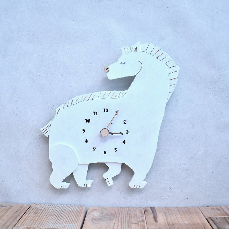 Made to order, smooth horse white clock, wooden wall clock - นาฬิกา - ไม้ ขาว