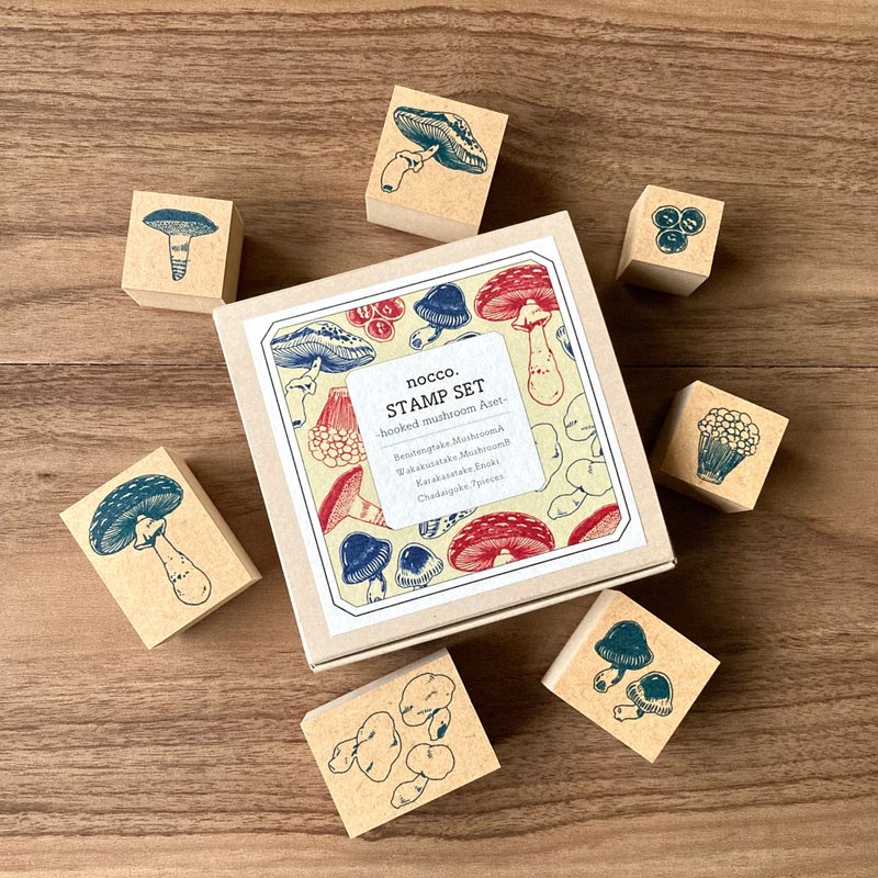 きのこスタンプAset/ stamp set/ハンコ,插图邮票,文房具,文具,ステーショナリー,紙もの - 印章/印台 - 橡膠 多色