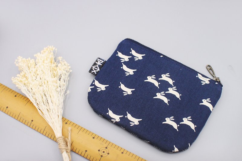 Discontinued-Ping An Xiao Le Package-Running Bunny Purse - Wallets - Cotton & Hemp Blue