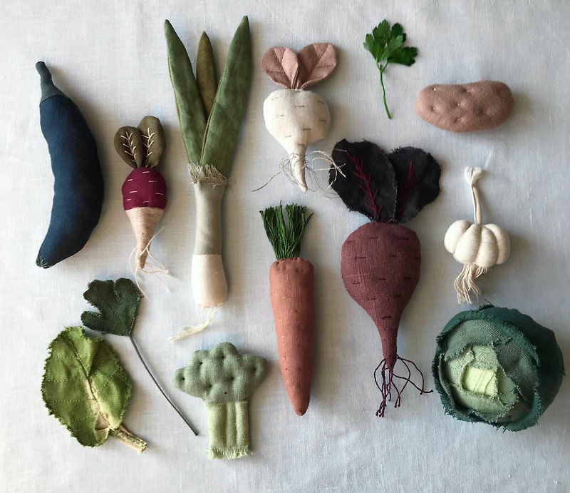 Vegetables set - ของเล่นเด็ก - ผ้าฝ้าย/ผ้าลินิน หลากหลายสี
