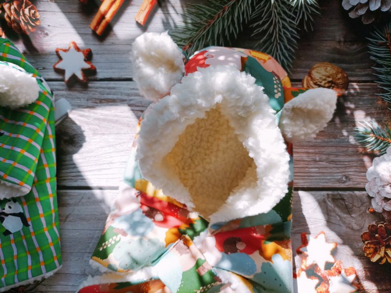 津Handmade 秋冬款 寶寶圍巾帽/熊耳帽 - 嬰兒帽子/髮帶 - 棉．麻 