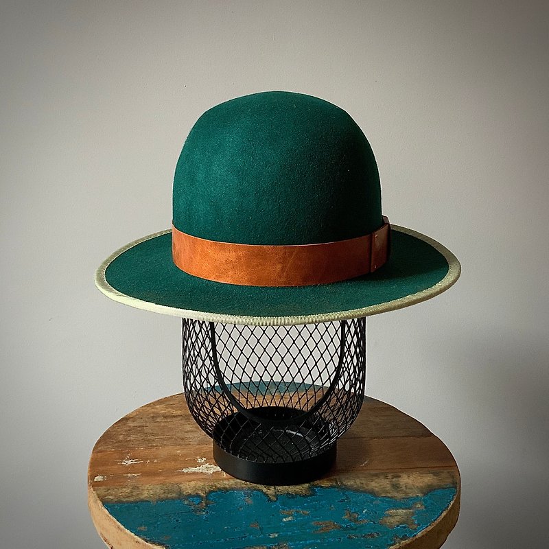 HYOKOU手作りドームハット - 帽子 - ウール グリーン