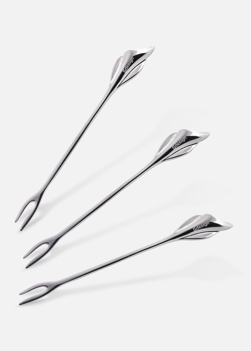 【Gdesign】Calla Lily海芋系列精美餐桌用品-水果叉(三入) - 刀叉/湯匙/餐具組 - 不鏽鋼 銀色