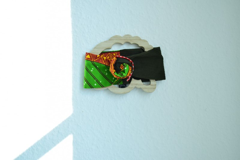 Bodø•• African print wired headband w/ cord (Seaweed green) - 髮箍/髮帶 - 棉．麻 多色