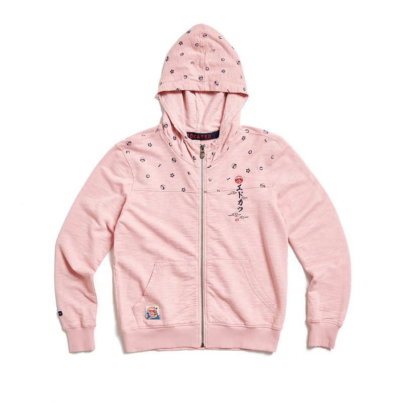 Edo Katsu Japanese style printed LOGO hooded long-sleeved jacket - Men's (pink) #shirt#jacket - เสื้อโค้ทผู้ชาย - ผ้าฝ้าย/ผ้าลินิน สึชมพู