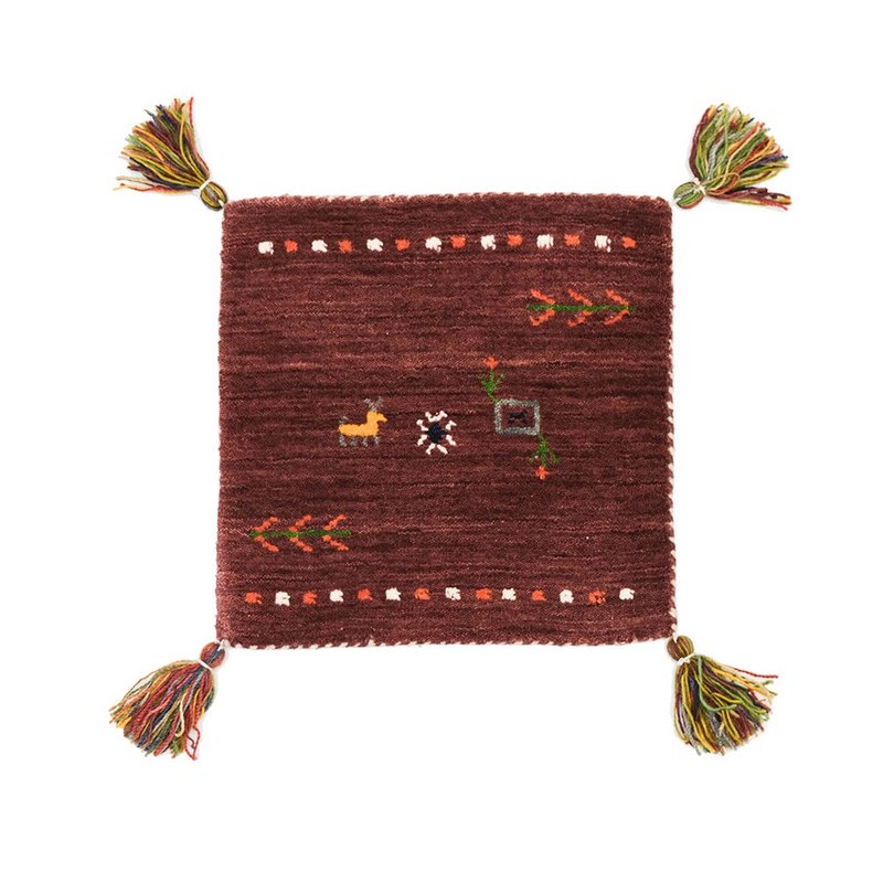 tribal symbol mats_maroon 彩色復古系列印度手工小毯 - 地墊/地毯 - 羊毛 