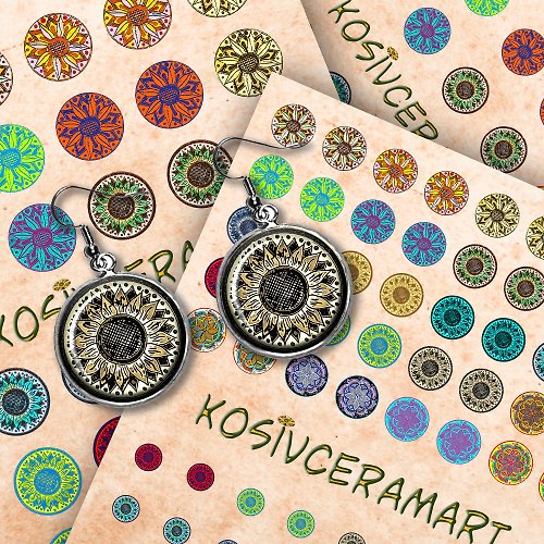 Gogodzy Digital Collage Sheet,Circle Pendant Printable Download,for jewelry making