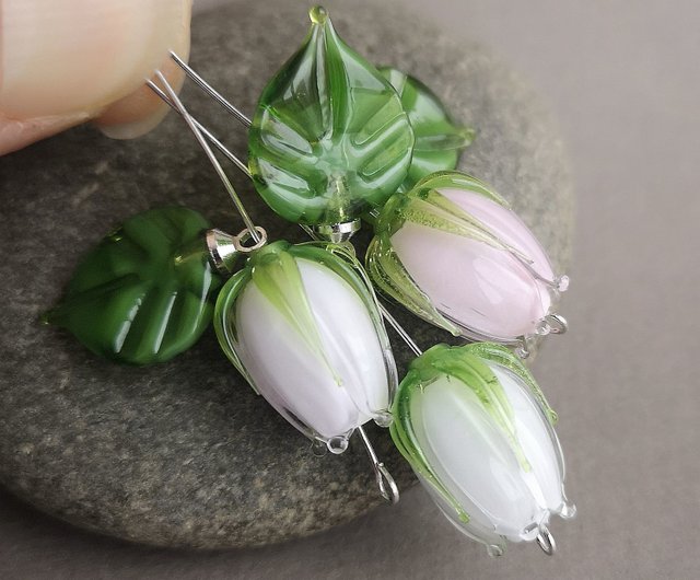 Glass Flower Stems-beautiful Lampwork Flowers 7 