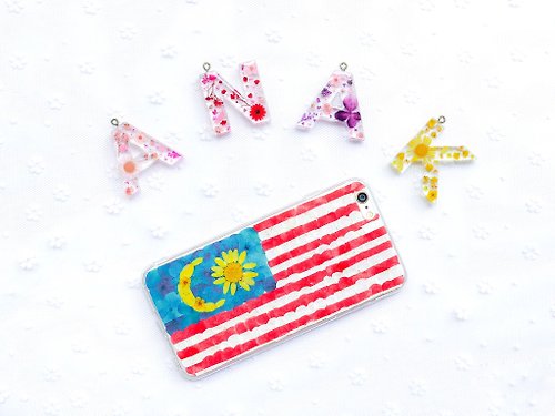 August Handcraft 我愛馬來西亞 乾花手機殼 Anak Malaysia Malaysian Flag Phone Cover