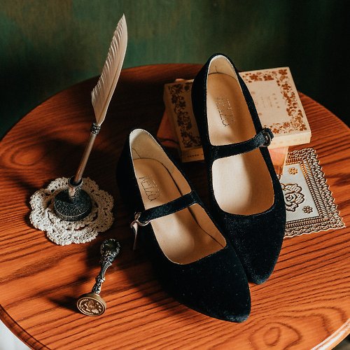 Keizu 好鞋好設計 古典樂章日本頂級天鵝絨手製瑪莉珍 | 黑絨 | 台灣手工鞋MIT