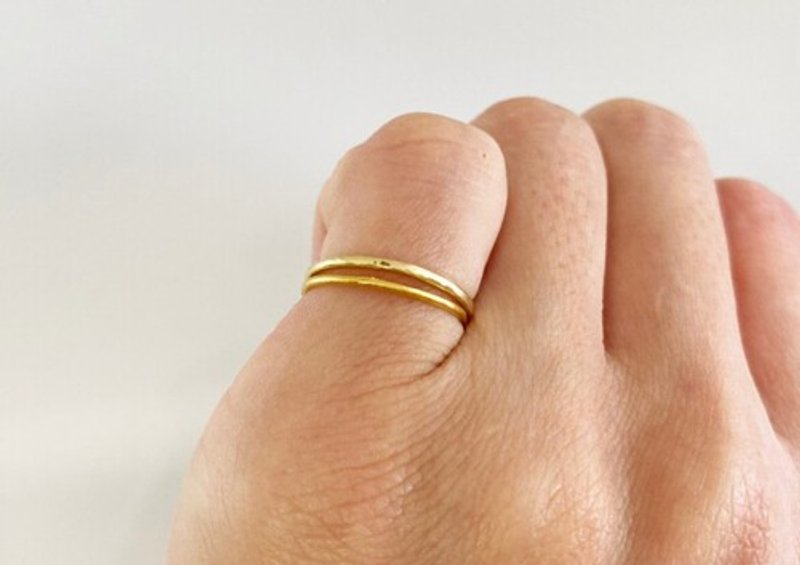 K24とK18 Gold Ring　Set　純金とK18リング重ねづけセット - リング・指輪 - 金属 
