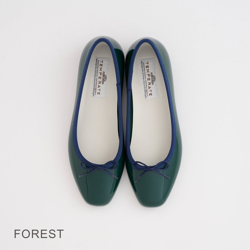 EMMA (FOREST) PVC SQUARE TOE FLATS Square toe pumps Rain shoes - Rain Boots - Waterproof Material Green