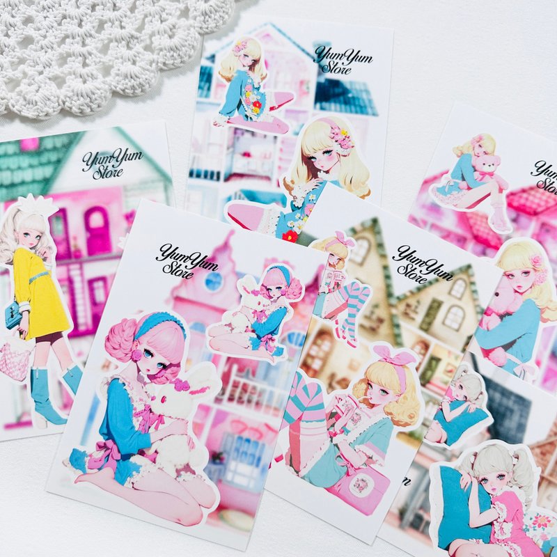 Retro girl (Doll play) paper - 貼紙 - 其他材質 