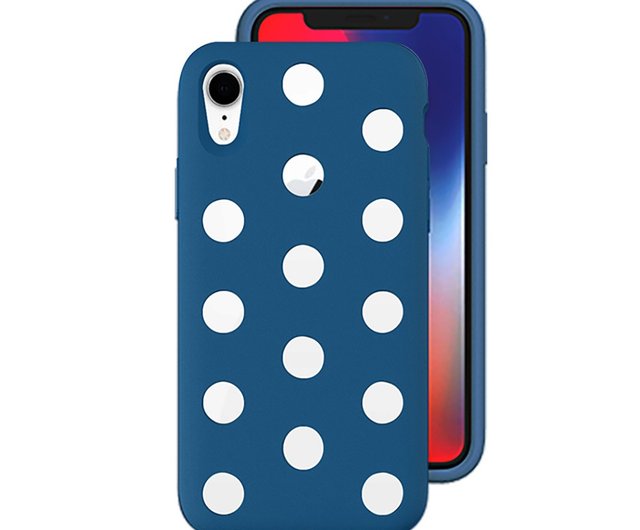 AndMesh-iPhone XR Dot Double Collision Protective Case-Cobalt Blue