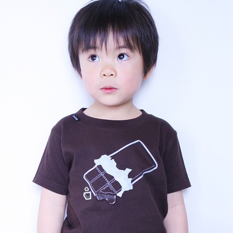 KIDS chocolate Tシャツ「板チョコが溶けちゃってるTシャツ」 - 其他 - 棉．麻 咖啡色