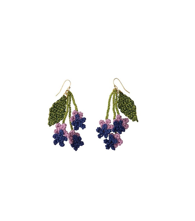 Earth tree fair trade fair trade -- hand-woven dangling earrings (violet) - Earrings & Clip-ons - Cotton & Hemp 