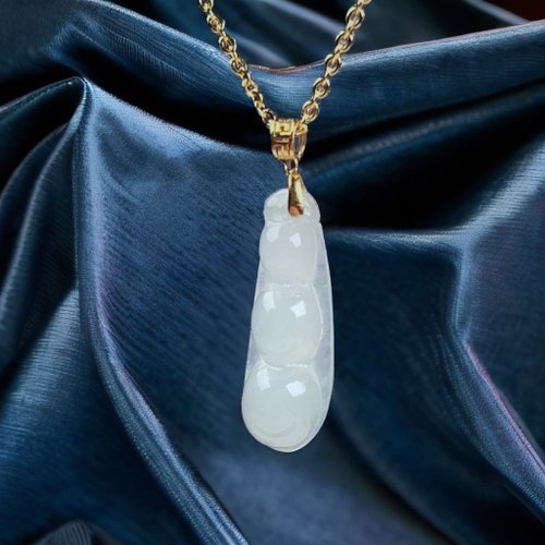 瓔珞珠寶盒 E.L.Jewelry Box 【母親節特惠】冰種翡翠福豆項鍊 18K金墜頭 | 天然緬甸玉翡翠A貨