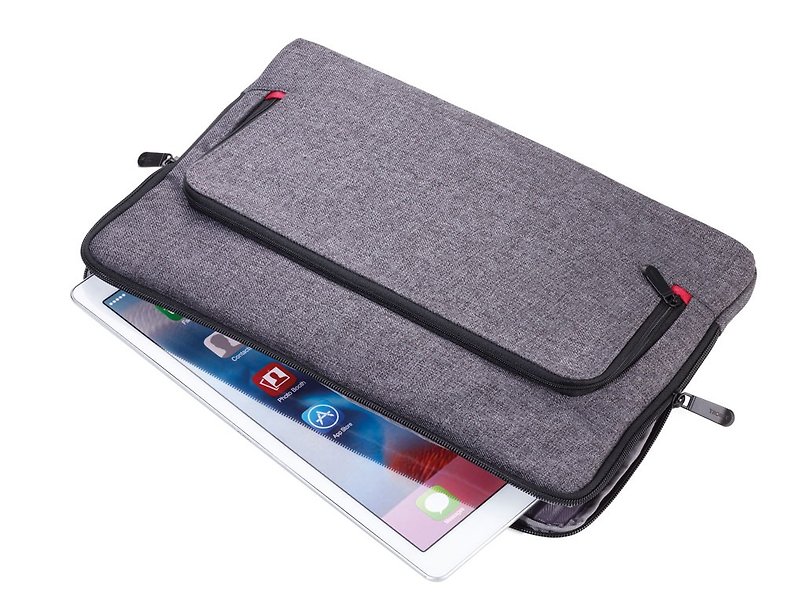 Portfolio bag with zipper MON CARRY - กระเป๋าแล็ปท็อป - เส้นใยสังเคราะห์ สีเทา