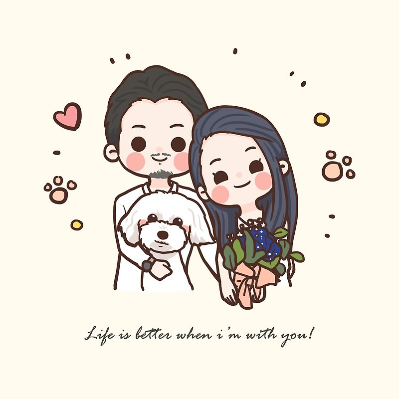 [Electronic file] Custom-made cute mochi style with face painting - wedding | couple | pet | family - Digital Portraits, Paintings & Illustrations - Other Materials 