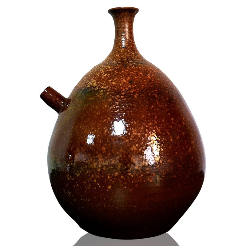 【陶藝擺飾】陶藝雅居陶器花器 - 春回大地 40x27cm 鶯歌手工陶藝 - 擺飾/家飾品 - 陶 咖啡色