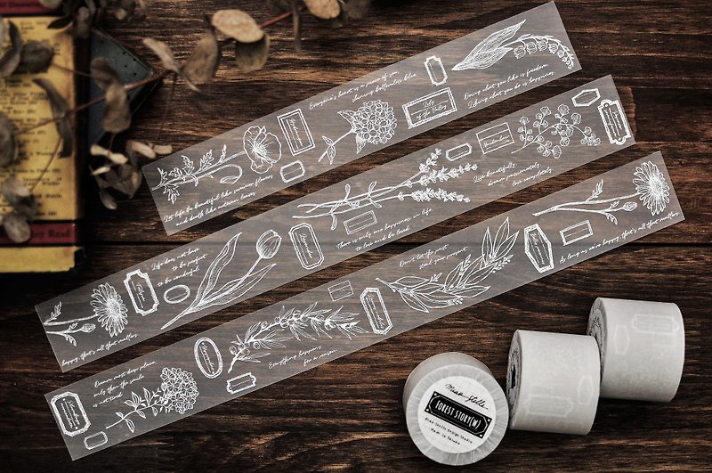 Forest Story Masking Tape (White) - 4cm- Release paper - while stocks last - Washi Tape - Paper Multicolor