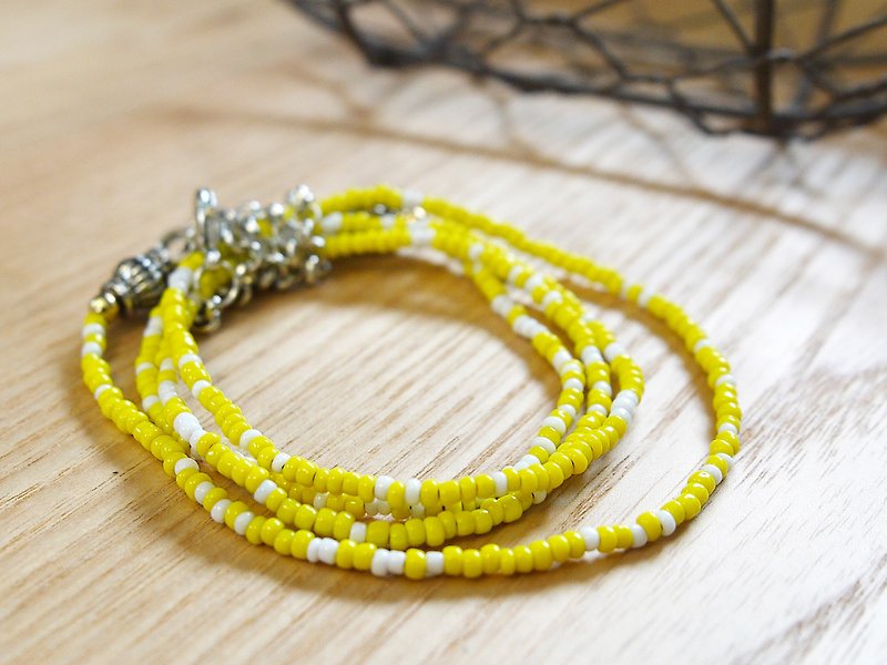 Caijing long string bracelet (light yellow) - Bracelets - Other Materials Yellow