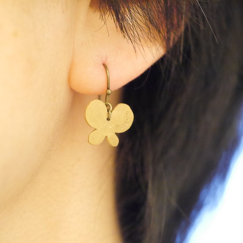 Butterfly earrings material brass - Earrings & Clip-ons - Copper & Brass Gold