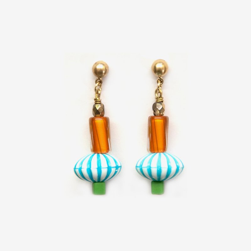 Retro Circus Collection - Orange Candy Ball Earrings - Earrings & Clip-ons - Other Metals Orange