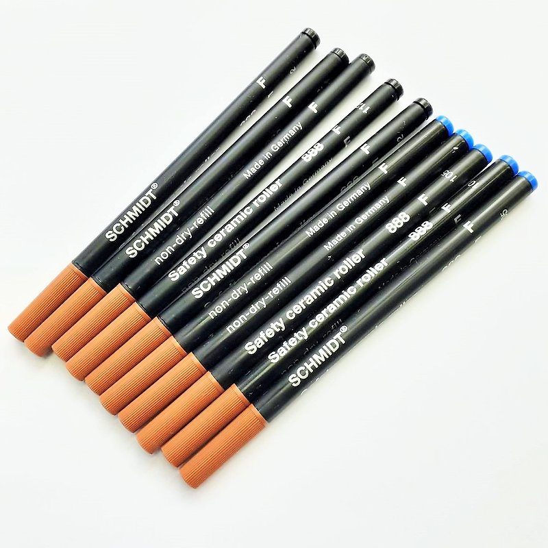 SCHMIDT 888F German Steel Ball Core 10 Pack Black Core/Blue Core Original Import【Tiger Crane】 - Rollerball Pens - Plastic 
