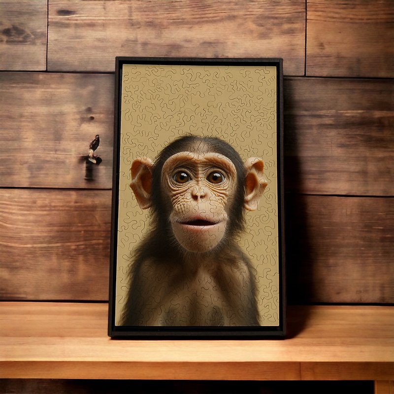Hey! カメラを見て - チンパンジー - パズル - 木製 ブラウン