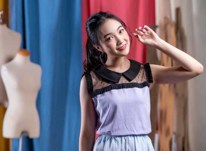 與時光共舞 無袖背心Timeless Sleeveless Top - 背心/無袖上衣 - 棉．麻 紫色