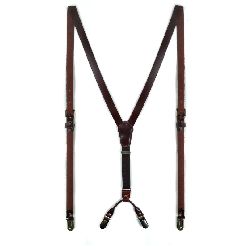 Leather Braces Suspenders Genuine Leather Suspenders Genuine Leather Single Layer Leather - Other - Genuine Leather Brown