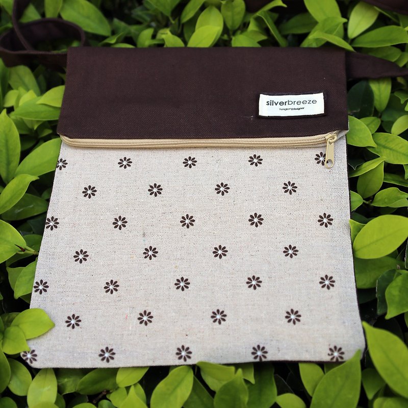 Shoulder Bag/Knock Backpack Single Shoulder Bag Bag ~ Brown Flower (C8) - Messenger Bags & Sling Bags - Cotton & Hemp Brown