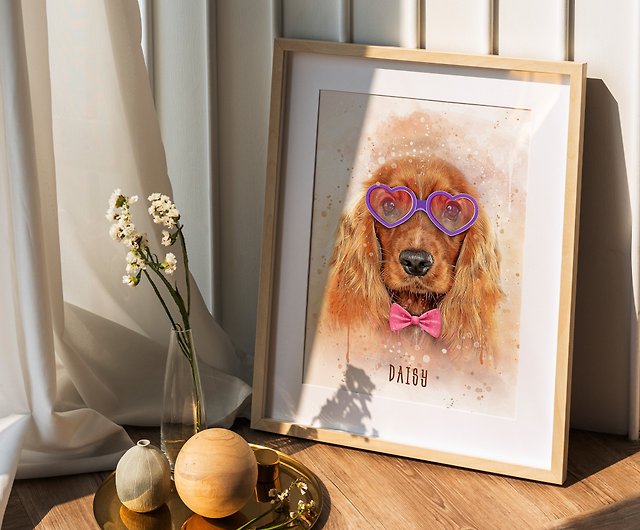 デジタル】犬の写真の水彩画アート 犬の水彩画のポートレート 水彩画の