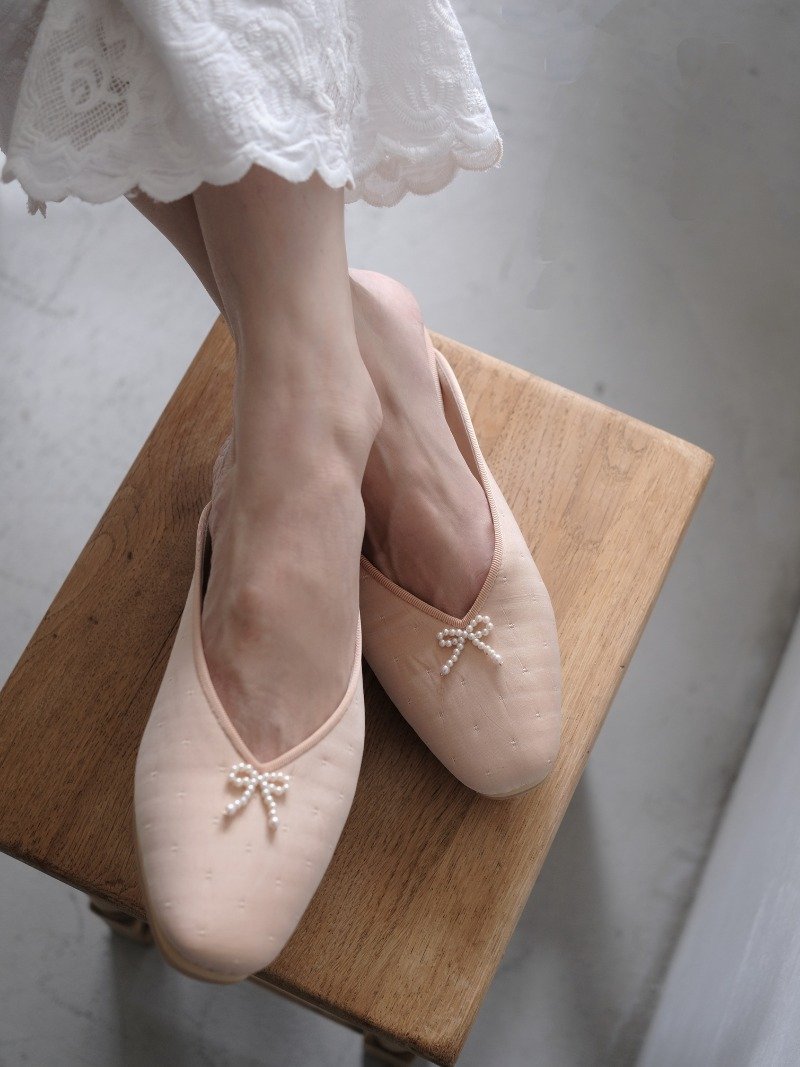 RIBBON BALLERINA SLIPPERS - 娃娃鞋/平底鞋 - 其他材質 
