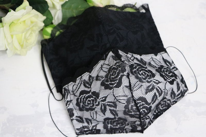 Face mask with lace Reusable cloth mask Elegant protektive face mask with roses